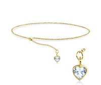 Gold Plated CZ Heart Silver Bracelet BRS-444-GP